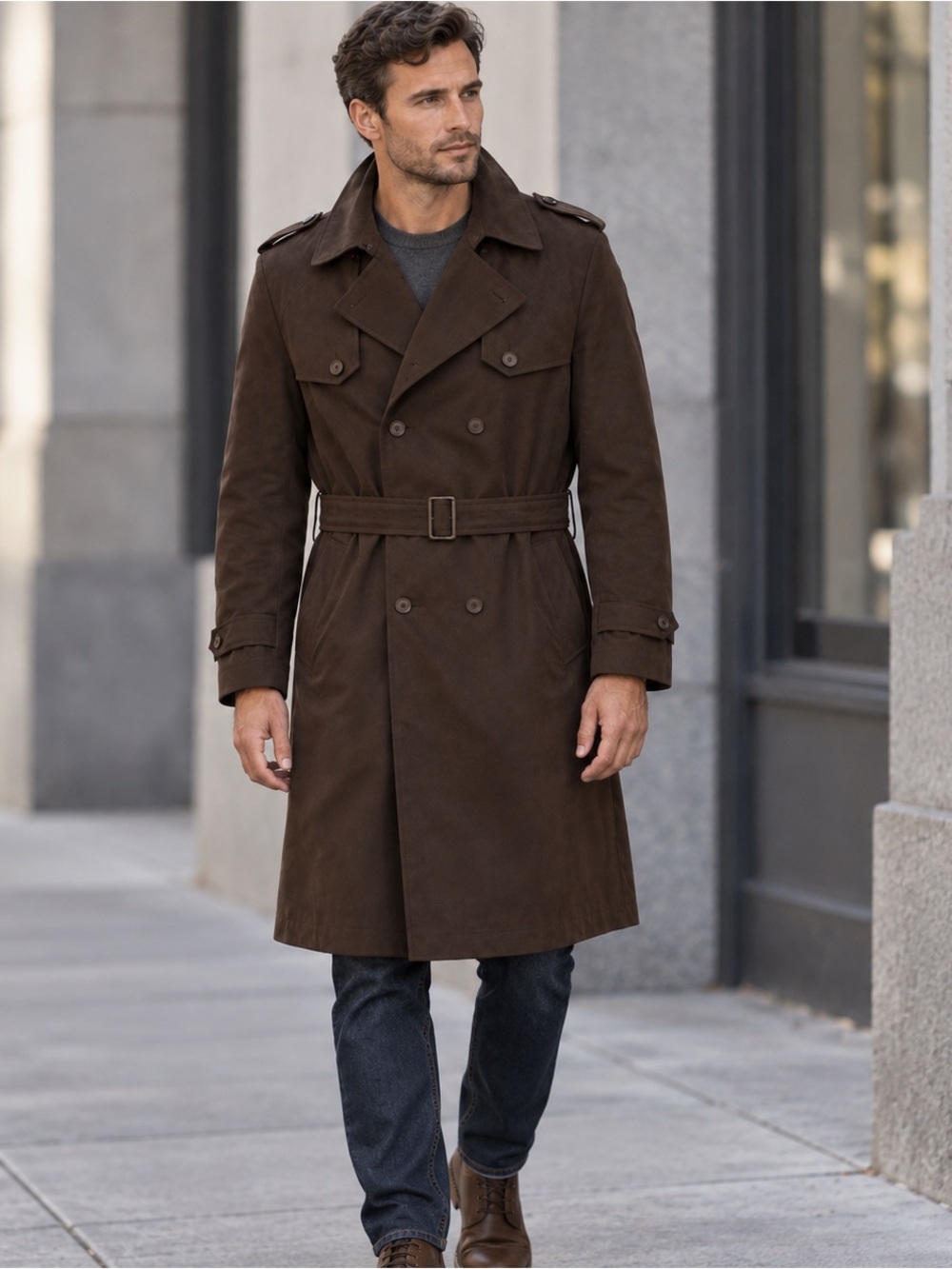 Chaps‎ Ralph Lauren Brown Trench Coat Removable Wool Liner Men’s 42